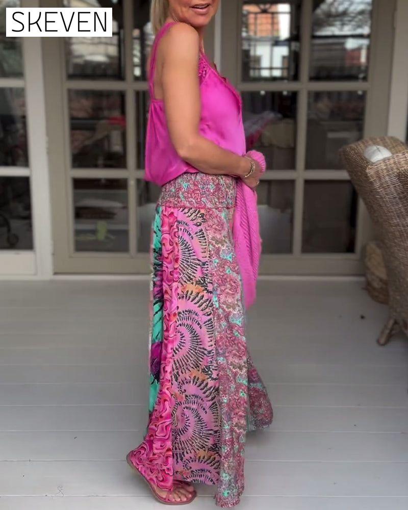 Colorful loose wide-leg pants