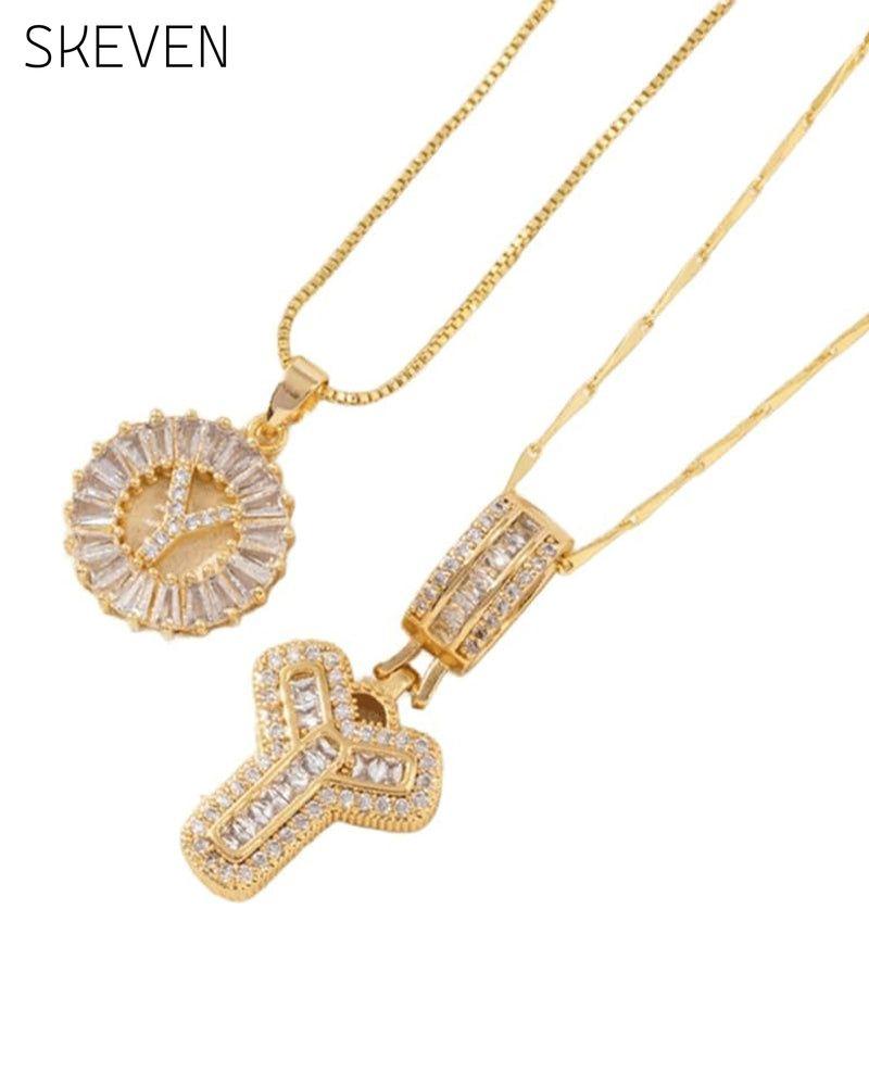Initial Letter Pendant Necklaces -2 Pack