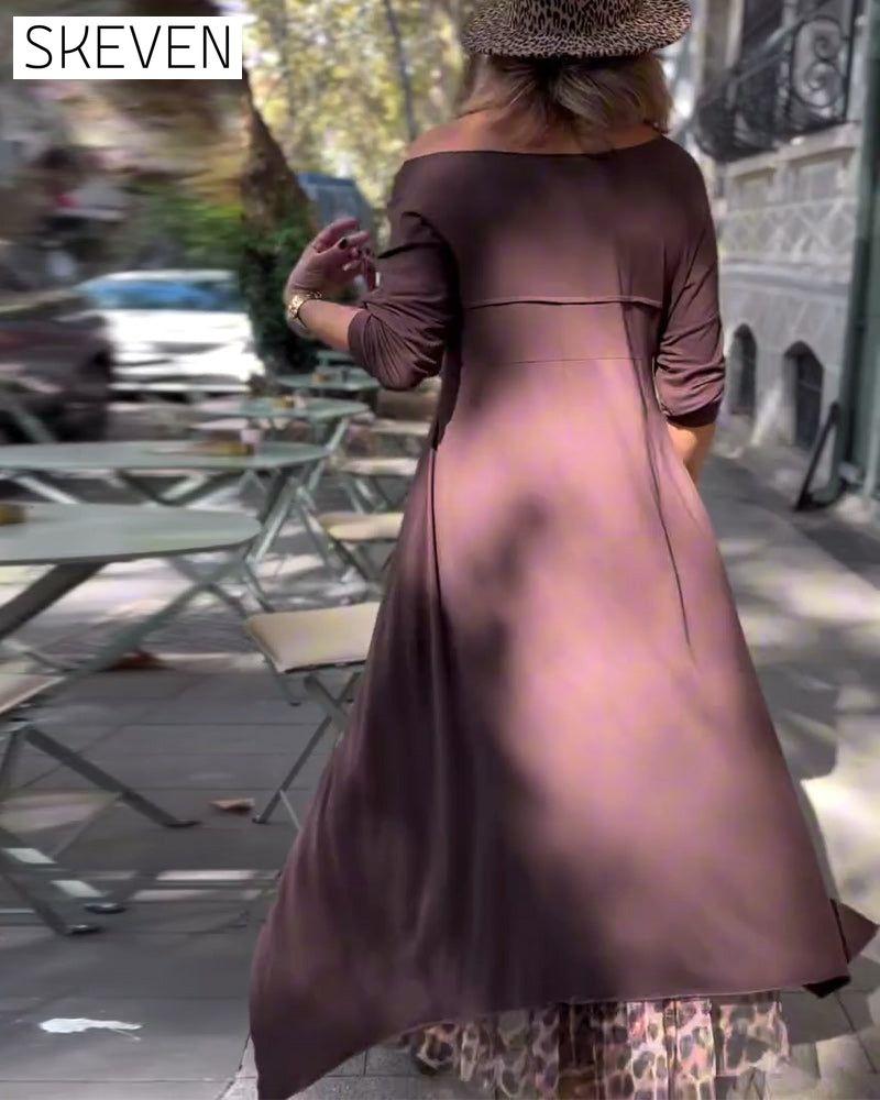 Robe asymétrique unie à manches longues