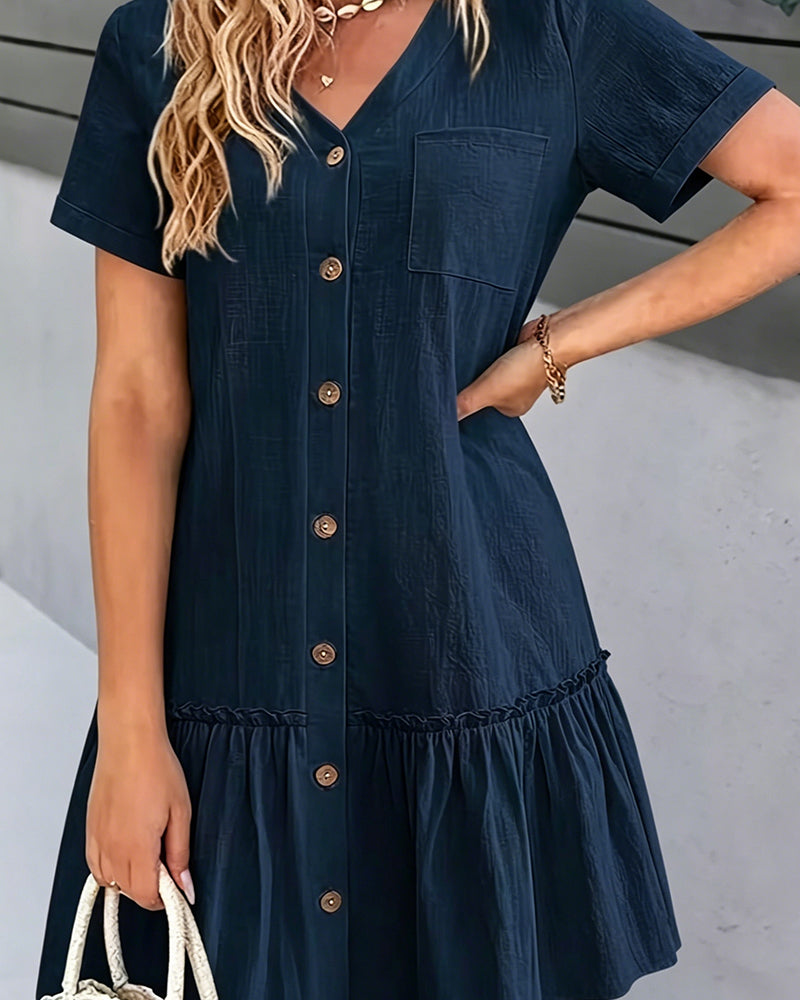 Short Sleeve A Hem Dress