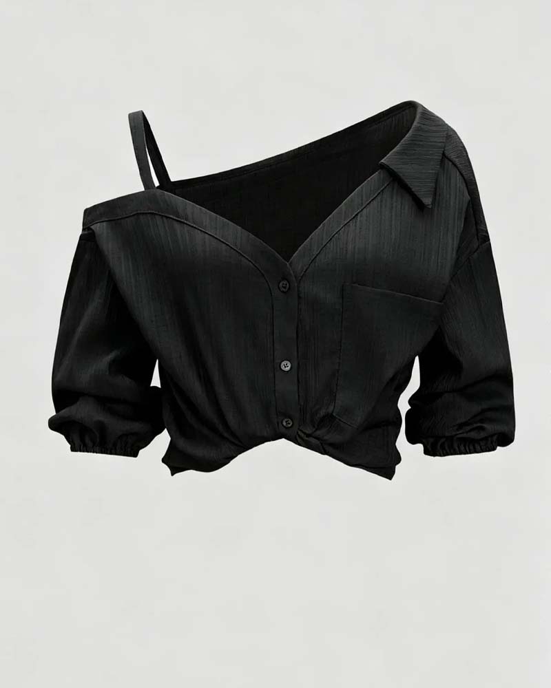 One-Shoulder Strap Twist Blouse