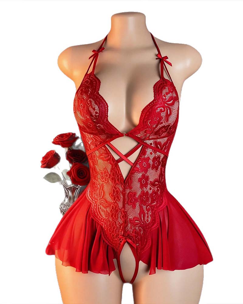 Sexy Solid Color Cross Straps Lingerie