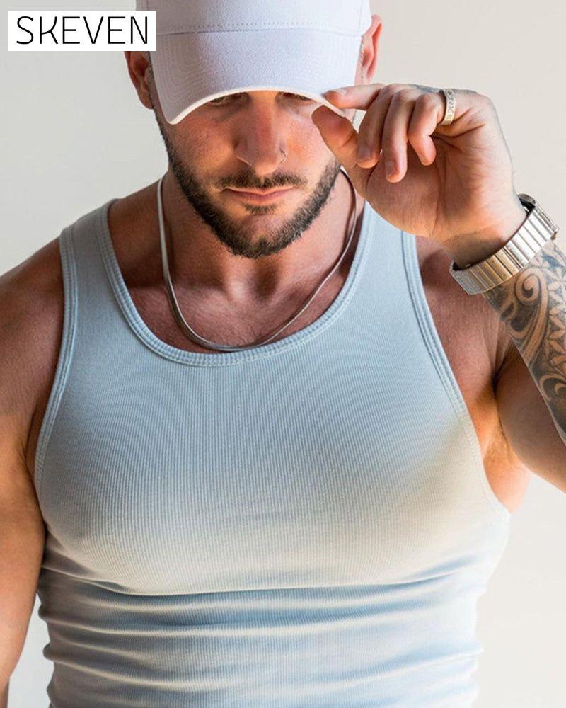 Men's solid color sleeveless vest