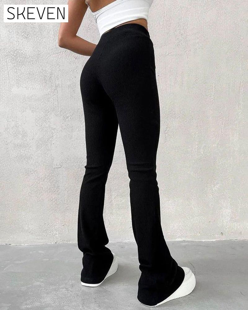 Einfarbige, ausgestellte Slim-Fit-Hose