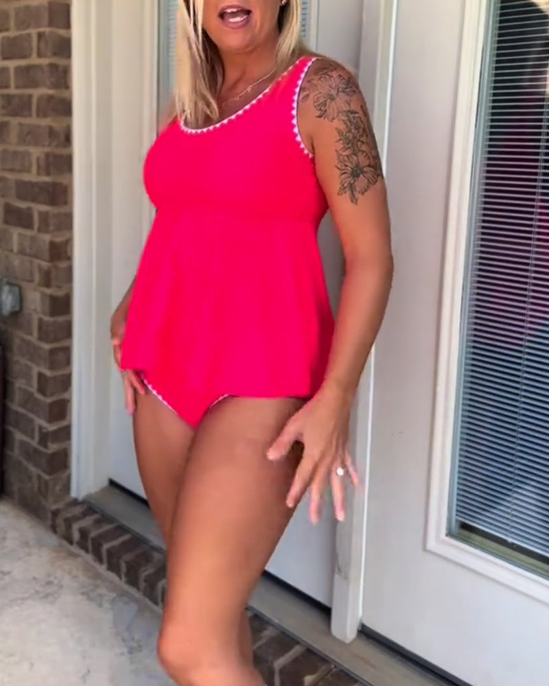 Stylish Contrast Triangle Tankini
