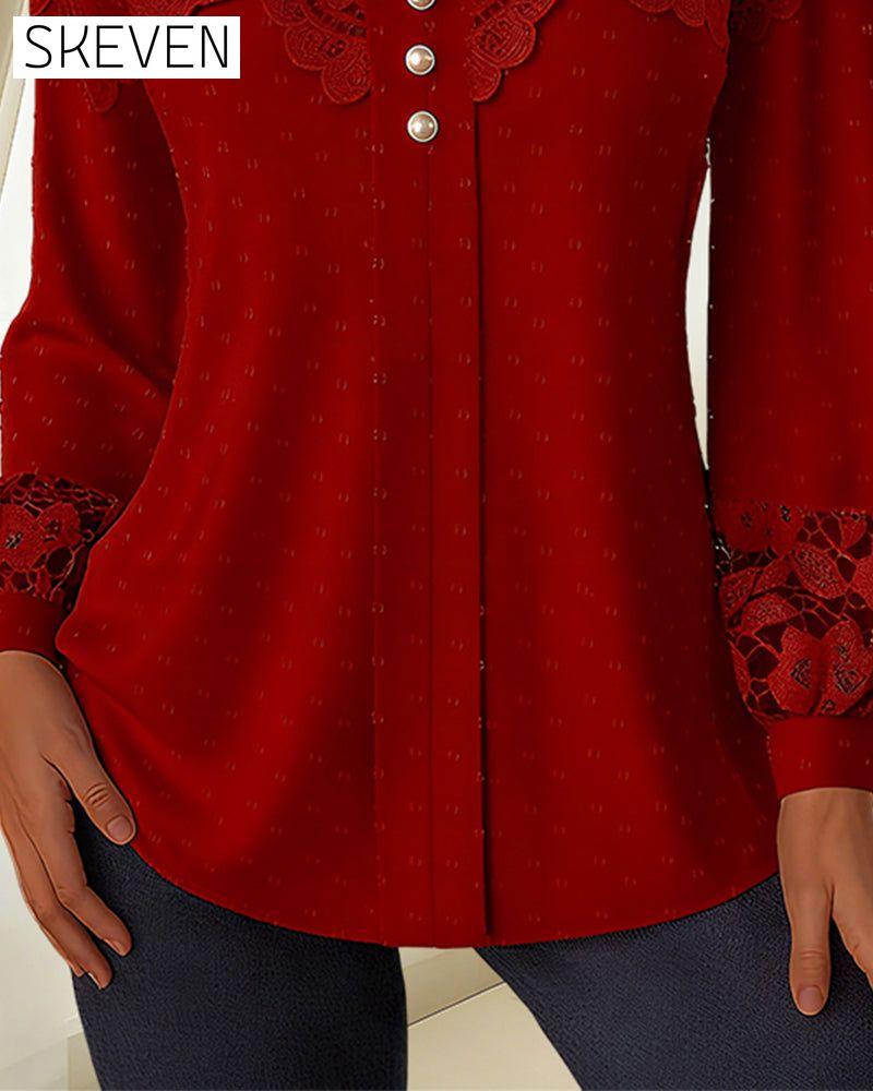 V-Neck Spliced Loose Blouse