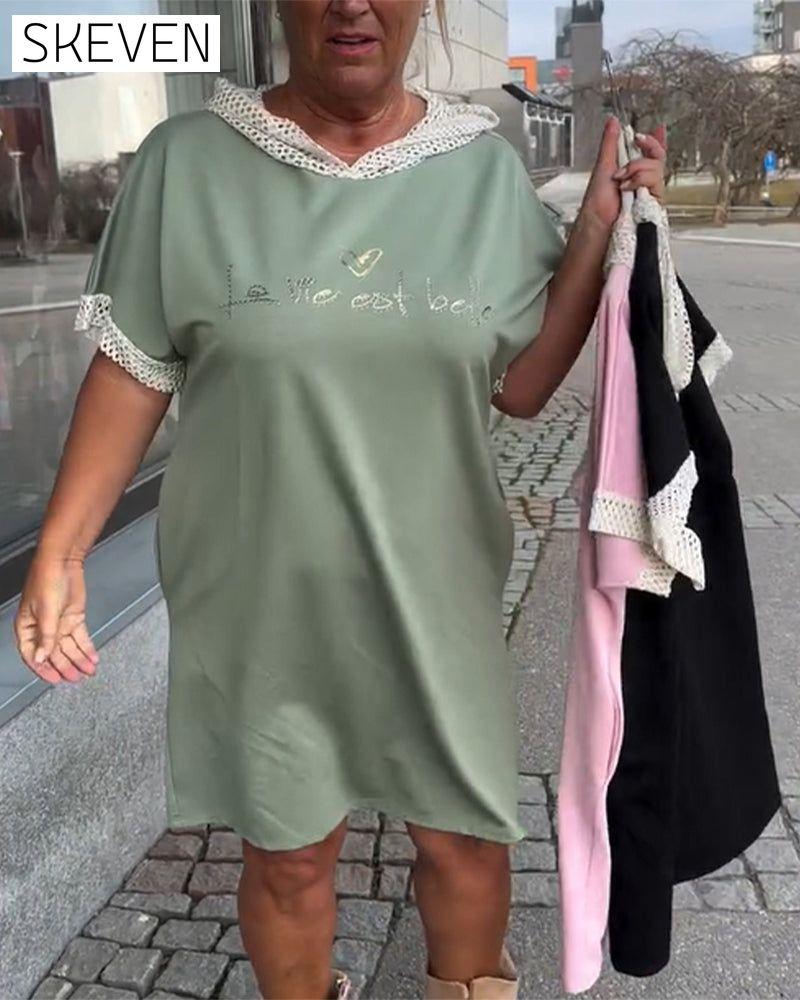 Lässiges, lockeres Kapuzenkleid