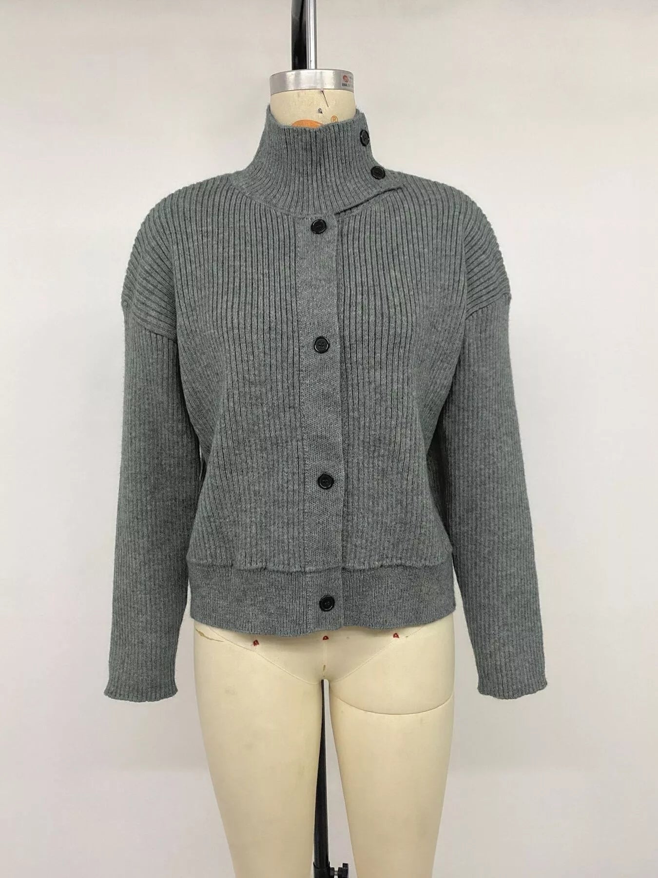 Turtleneck Button-Down Cardigan