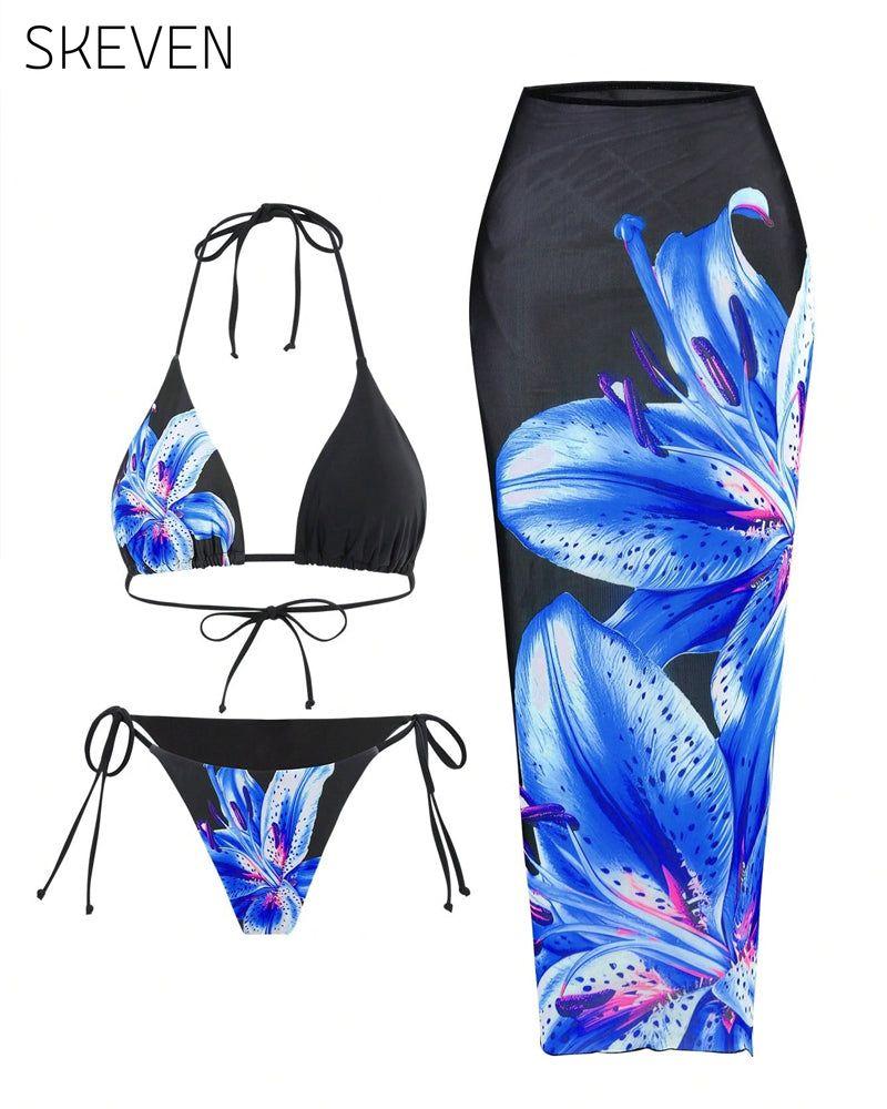 Maillot de bain trois pièces imprimé sexy