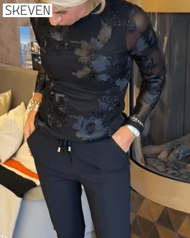 Stylish Round Neck Long-Sleeved Top