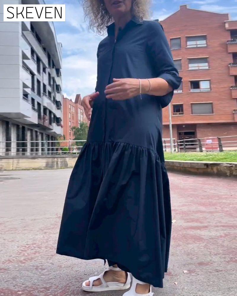robe décontractée unie à manches longues