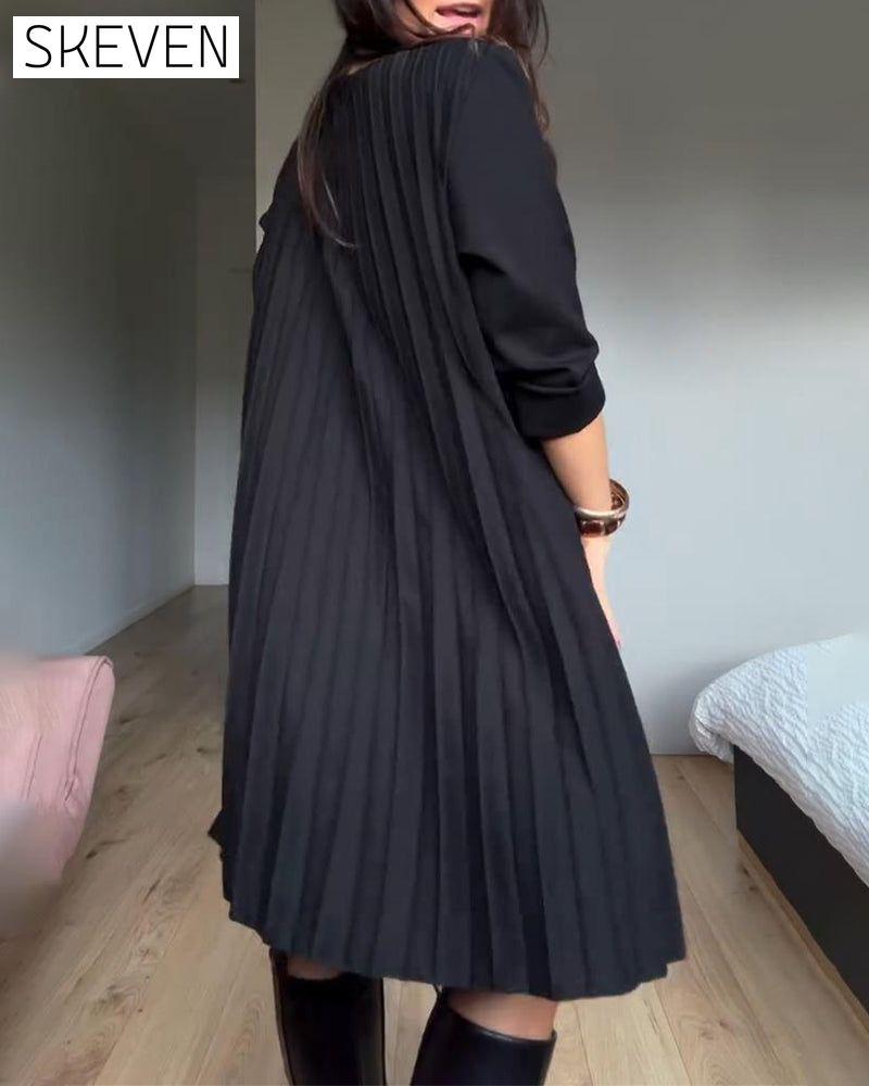 Akkordeon-Falten-Patchworkkleid