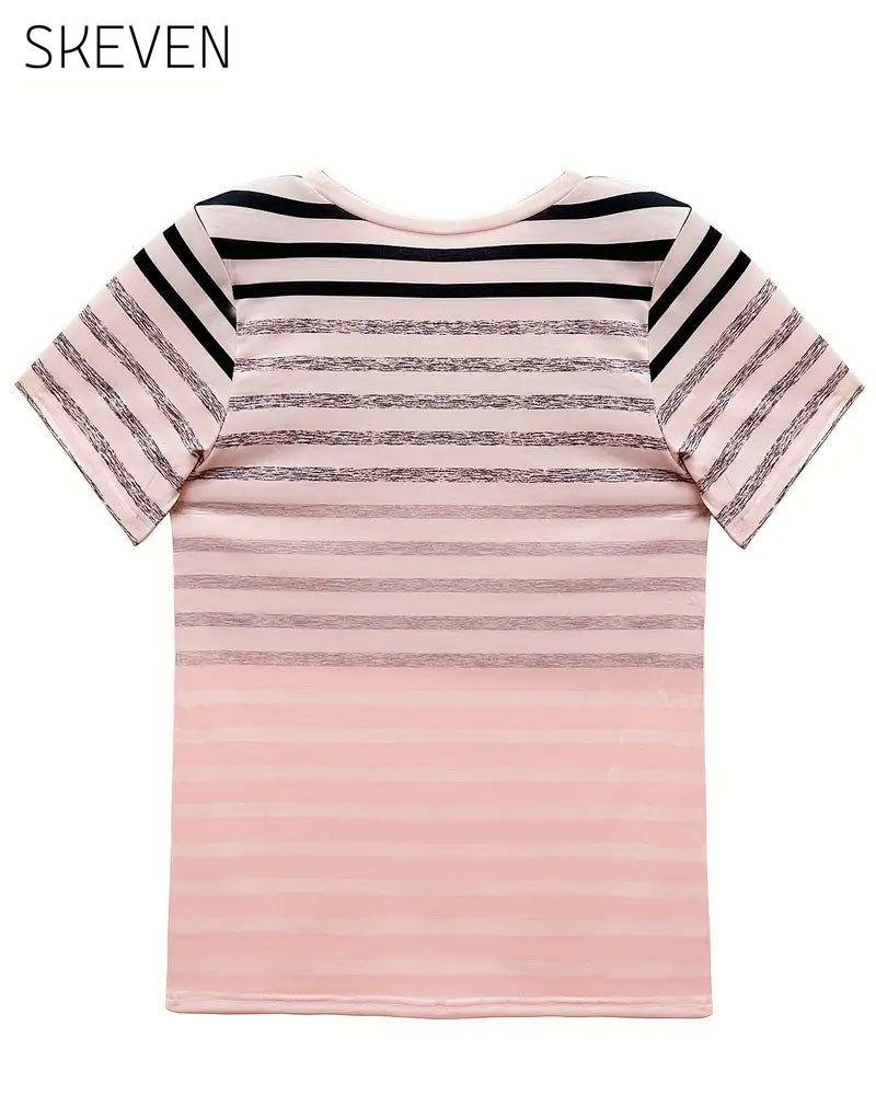 T-shirt rayé à manches courtes et col rond