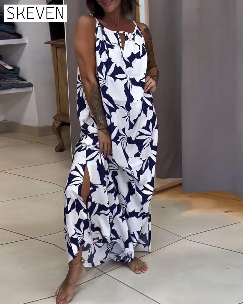 Strappy printed shift dress