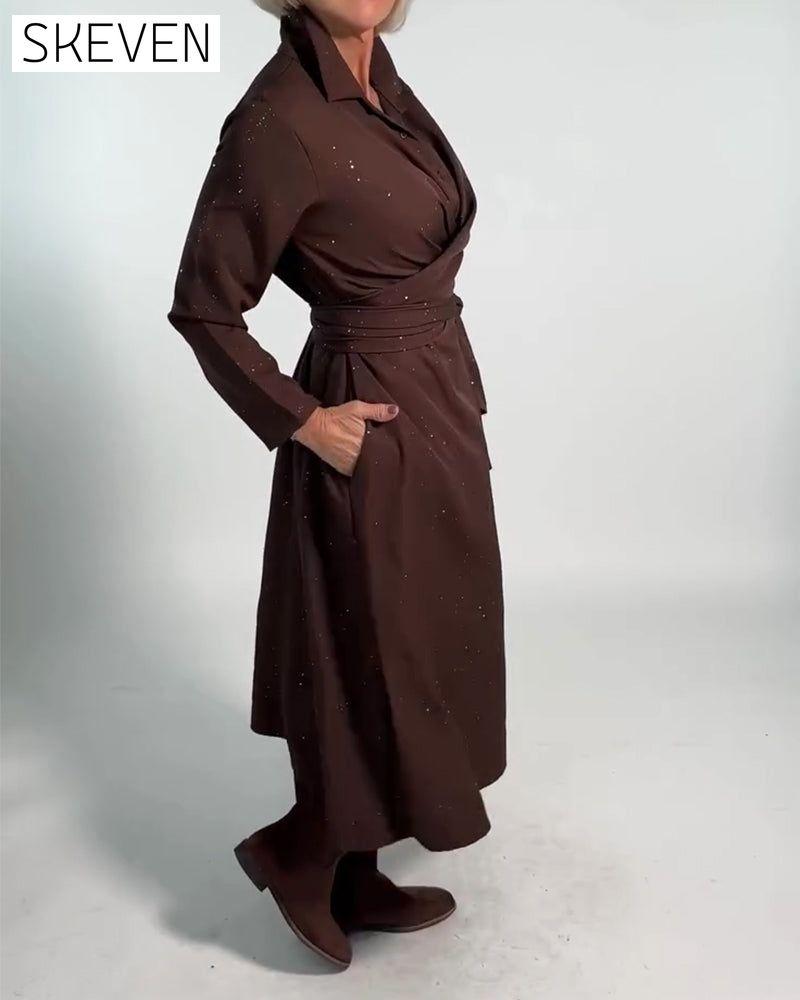 Stilvolles, schimmerndes, tailliertes Kleid