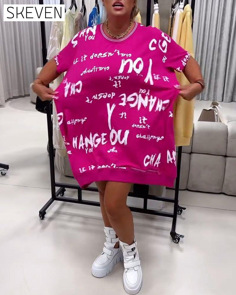 Loose Letter Print Dress