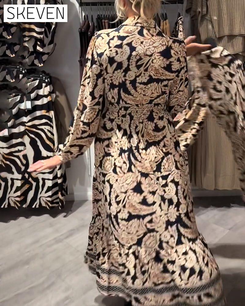 Robe à revers imprimé