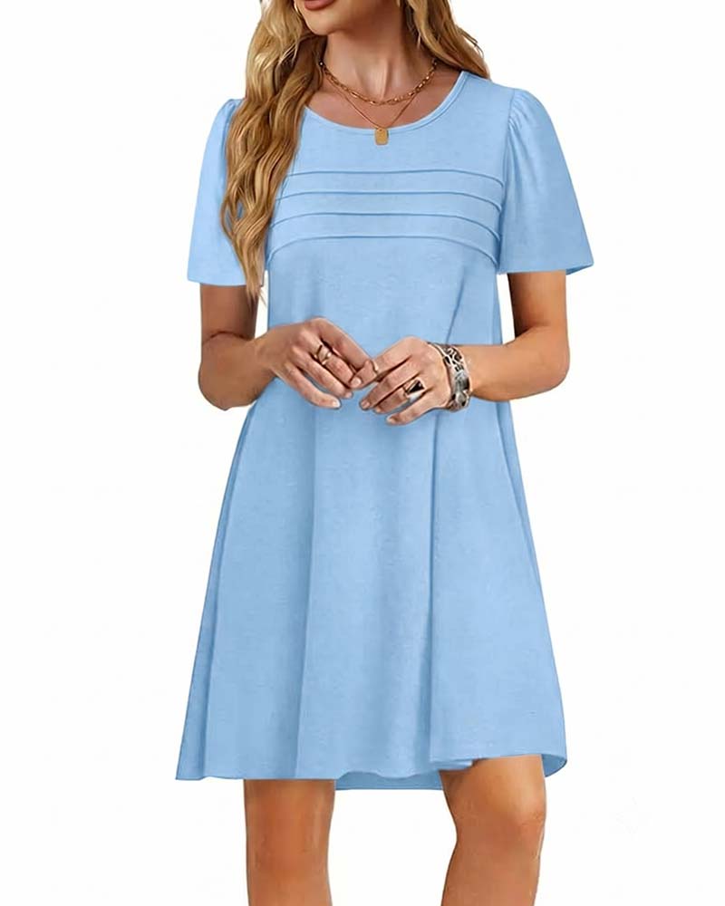 Ruffle Short Sleeve Round Neck Dress