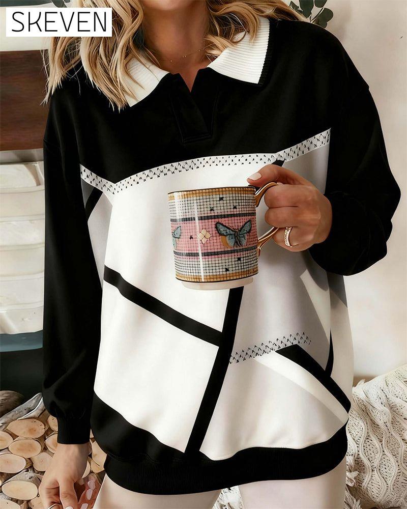 Casual Printed Long-Sleeve Sweatshirt