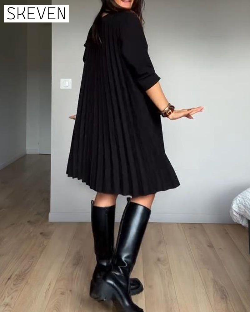 Akkordeon-Falten-Patchworkkleid