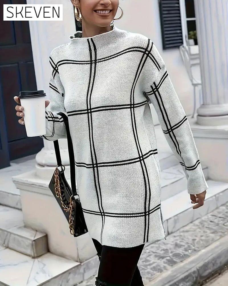 Striped Collar Split Sweater 2023 f/w 23BF clothes spring Sweaters sweaters & cardigans Tops/Blouses