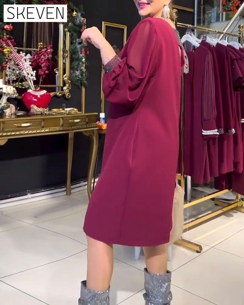 Casual Solid Color Long Sleeve Straight Dress