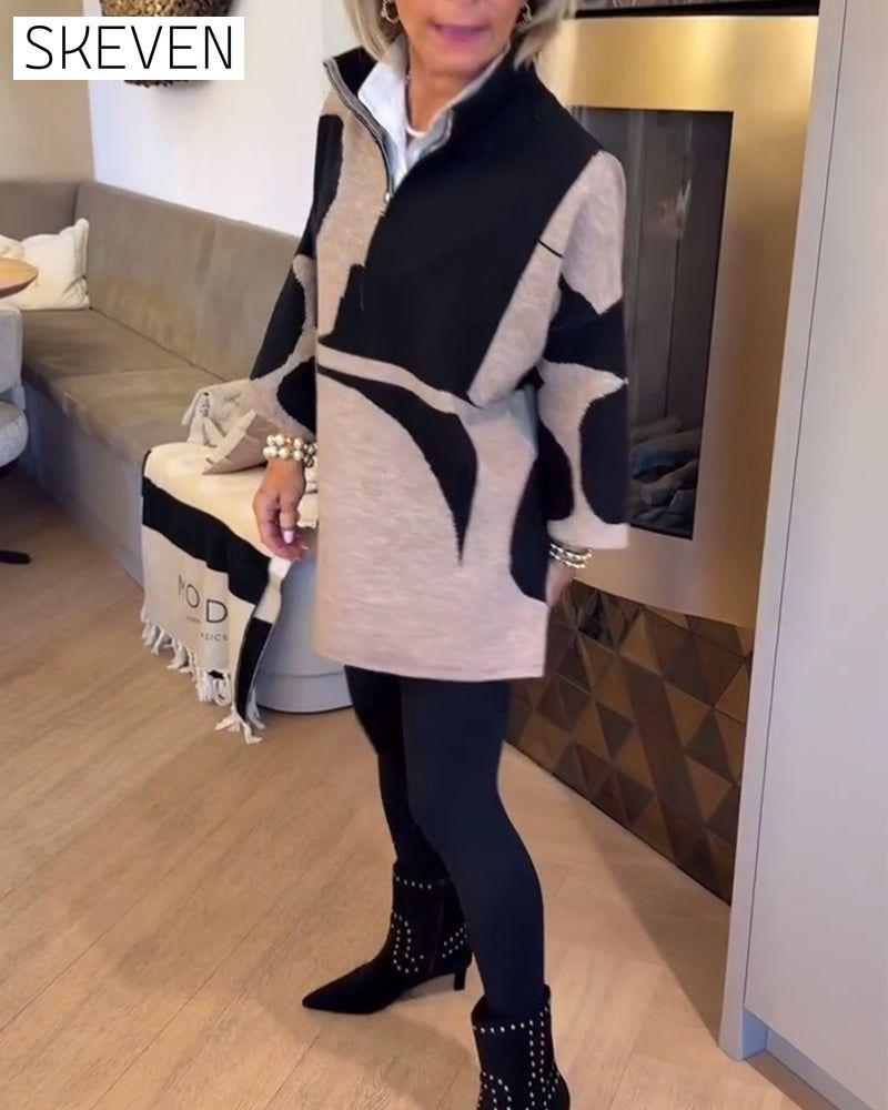 Half-Zip Stand Collar Fashionable Pullover