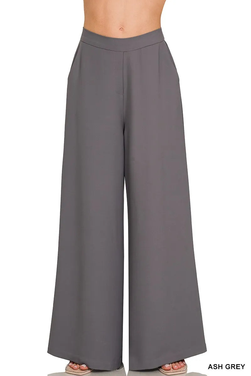 Zenana Relaxed Fit Hose mit elastischem Bund und weitem Bein