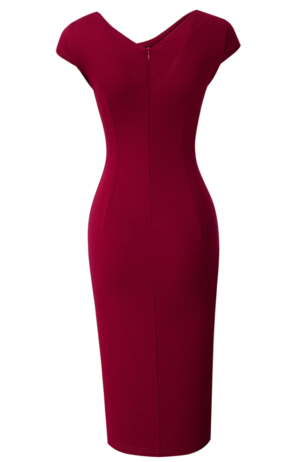 Kleid mit asymmetrischem Ausschnitt, kurzen Ärmeln und Schlitz