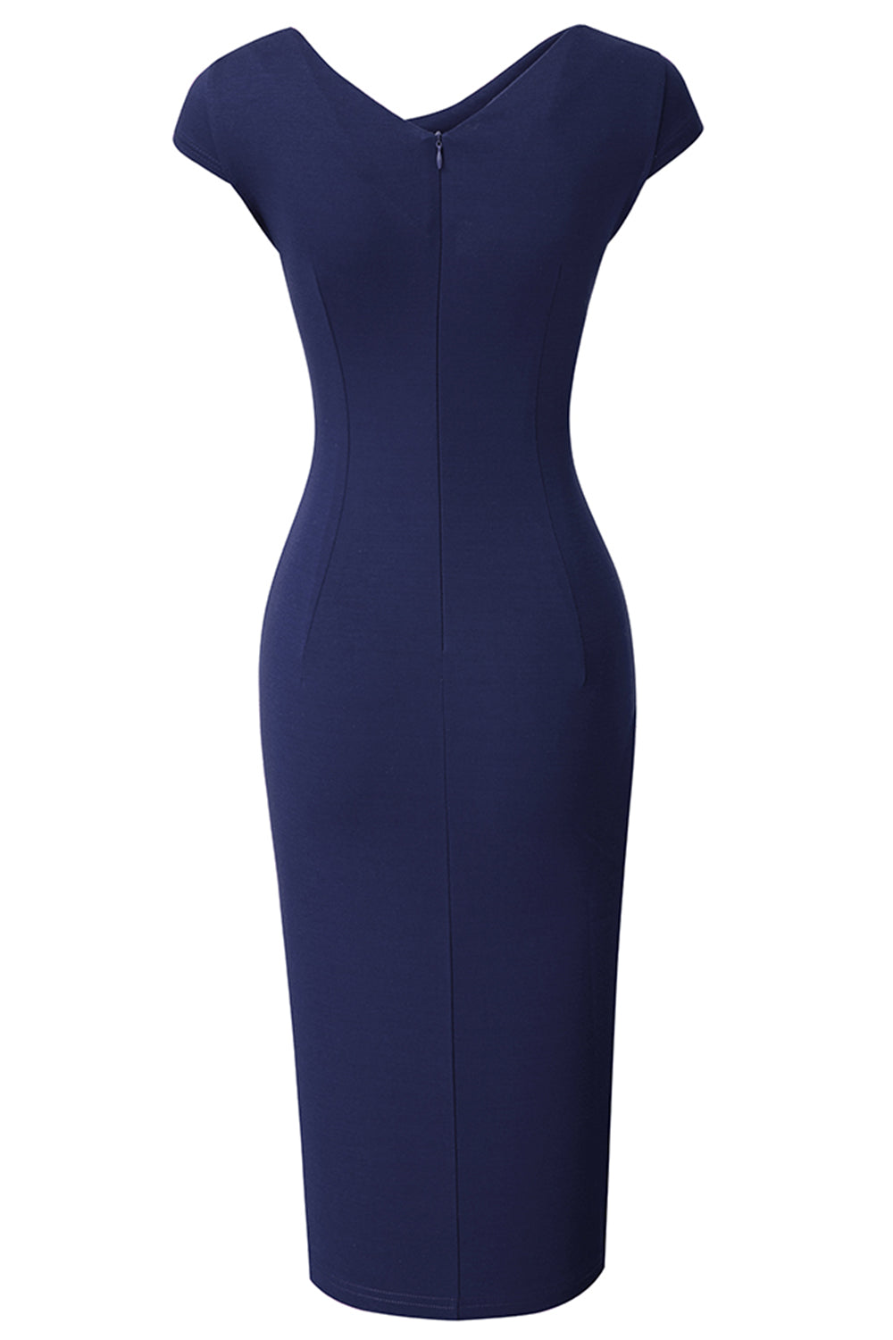 Kleid mit asymmetrischem Ausschnitt, kurzen Ärmeln und Schlitz