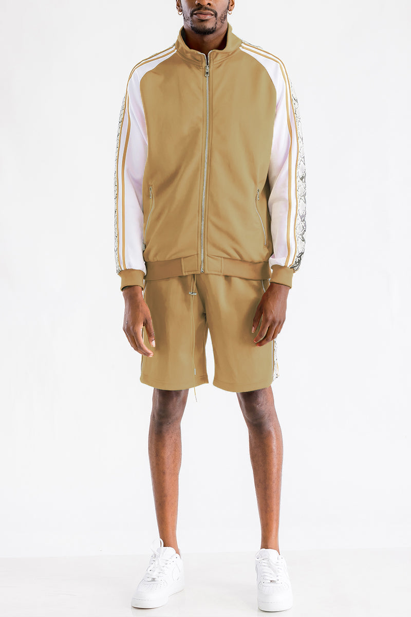 Snake Side Detail Track Jacket Short Set