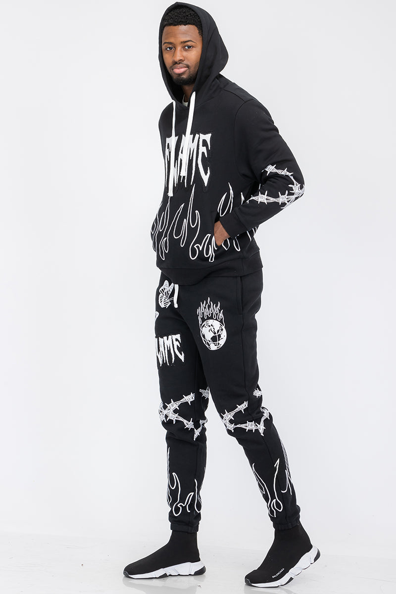 Chenille Flame Sweat Suit – Cotton Blend Track Suit