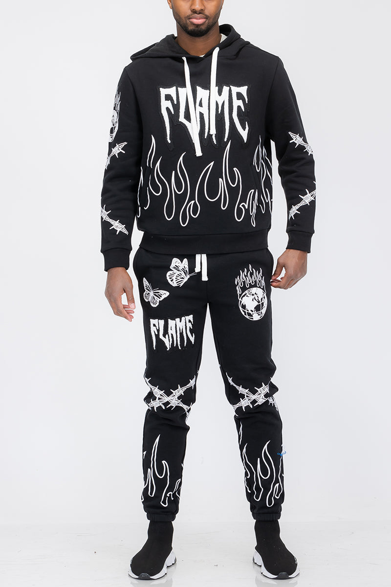 Chenille Flame Sweat Suit – Cotton Blend Track Suit