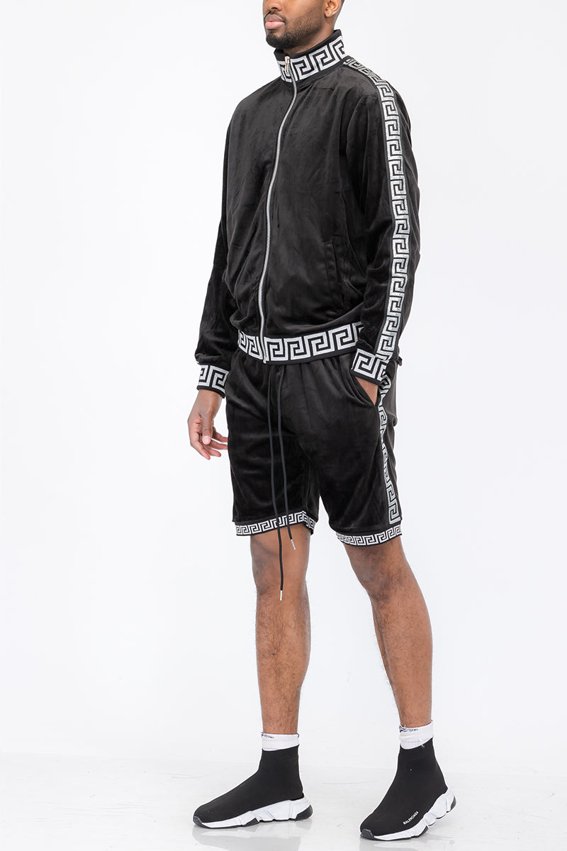 Status Velour Track Jacket Short Set