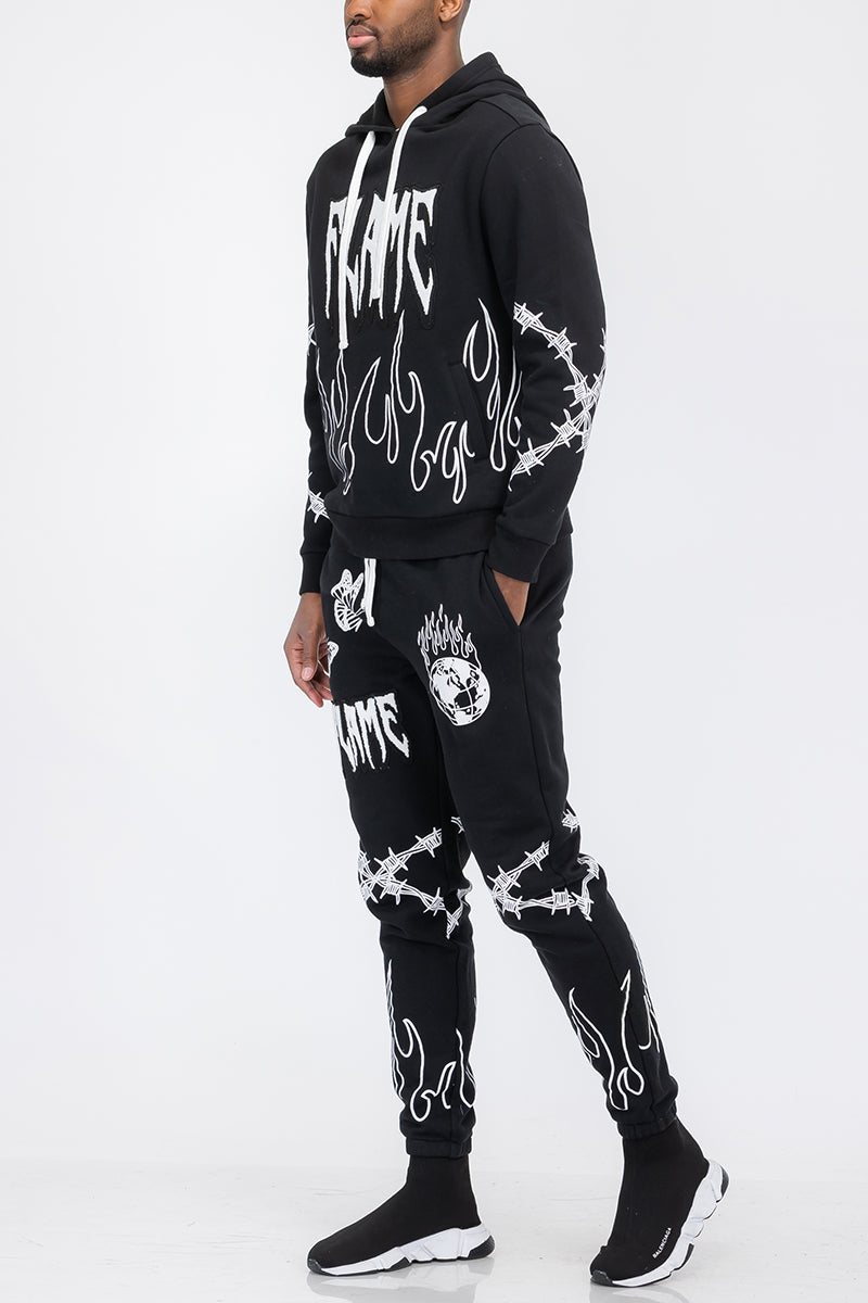 Chenille Flame Sweat Suit – Cotton Blend Track Suit