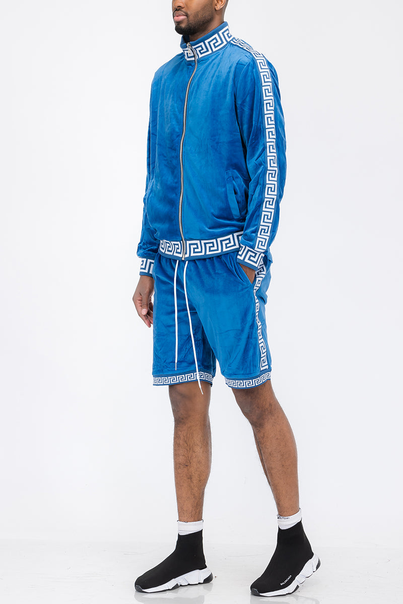 Status Velour Track Jacket Short Set