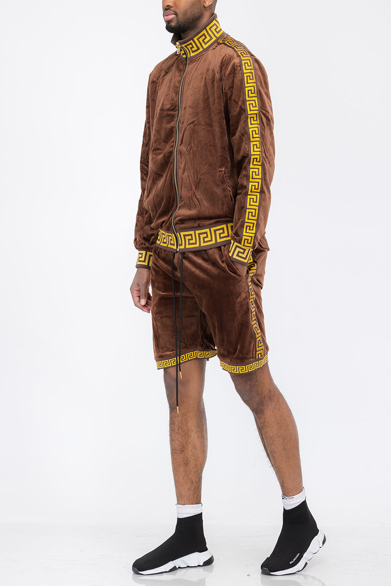 Status Velour Track Jacket Short Set