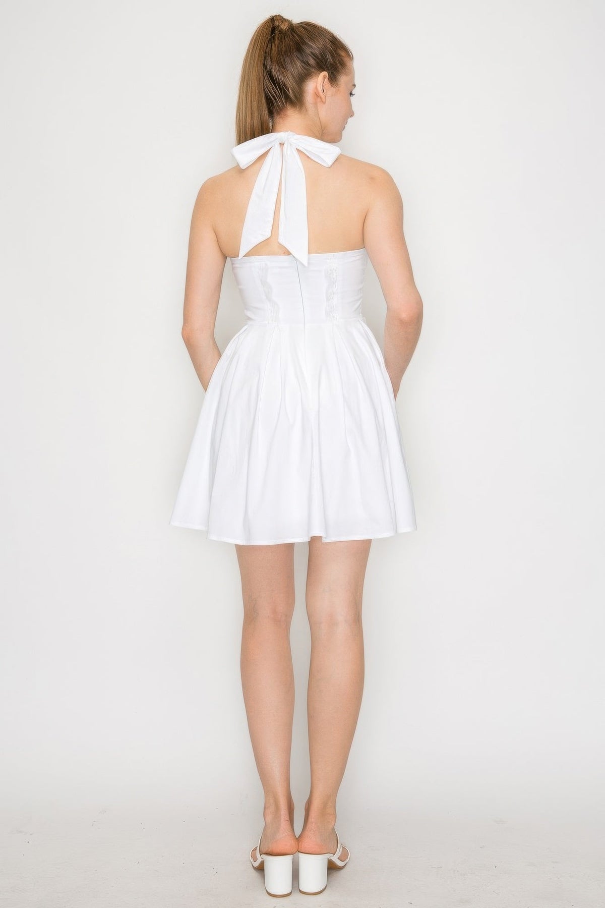 Corset Self-tie Ribbon Zippered Dress