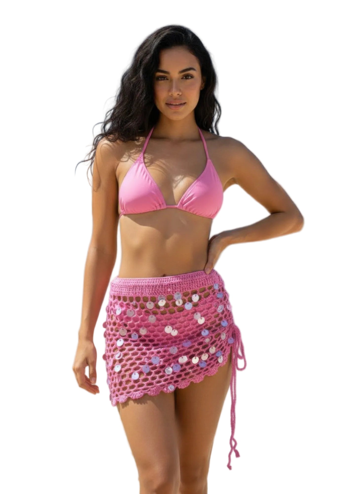 Sequin Crochet Beach Mini Skirt