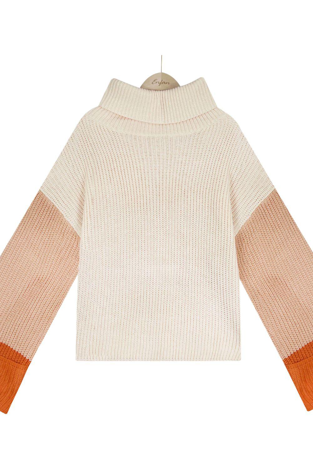 Blue Zone Planet |  Color Block Rib-Knit Cowl Neck Sweater