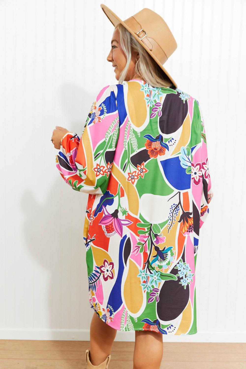 Blue Zone Planet | Baumwollkleid „Disco Days“ mit abstraktem Print in voller Größe
