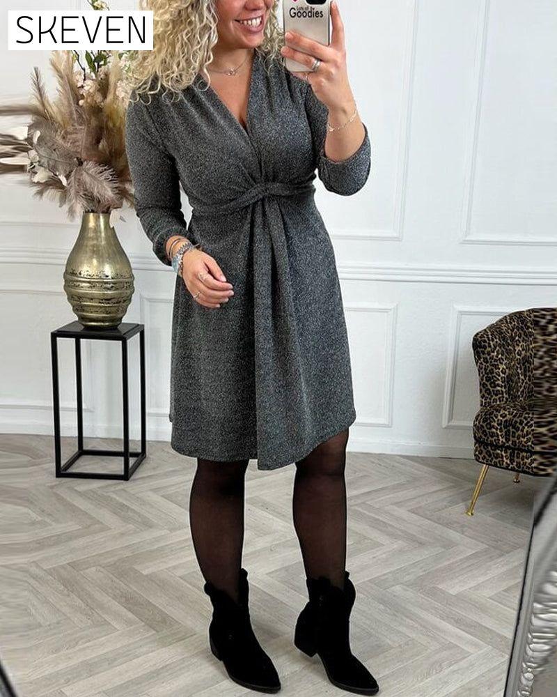 Solid color waist dress