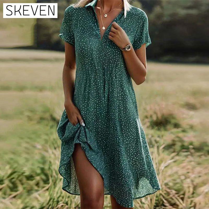 Casual lapel floral dress
