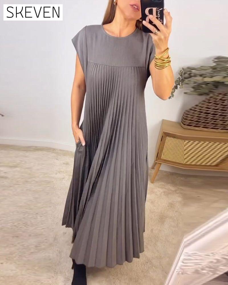 Sleeveless pleated simple solid color dress 2023 f/w 23BF casual dresses spring summer