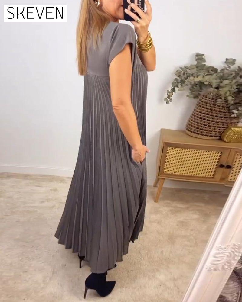 Sleeveless pleated simple solid color dress 2023 f/w 23BF casual dresses spring summer
