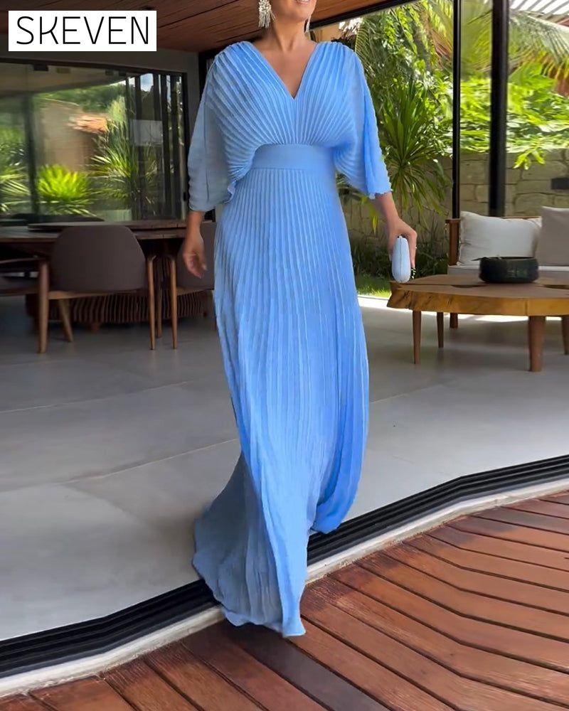 Pleated waist-cinching dress
