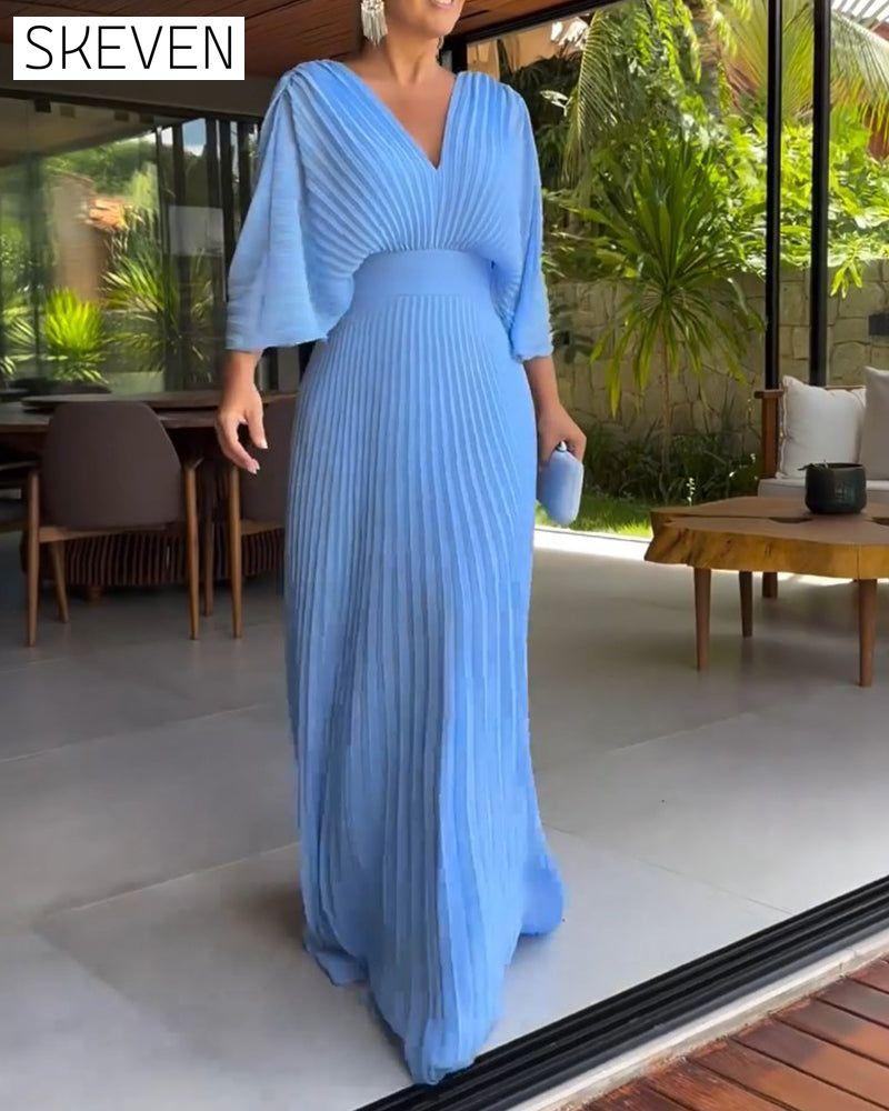 Pleated waist-cinching dress