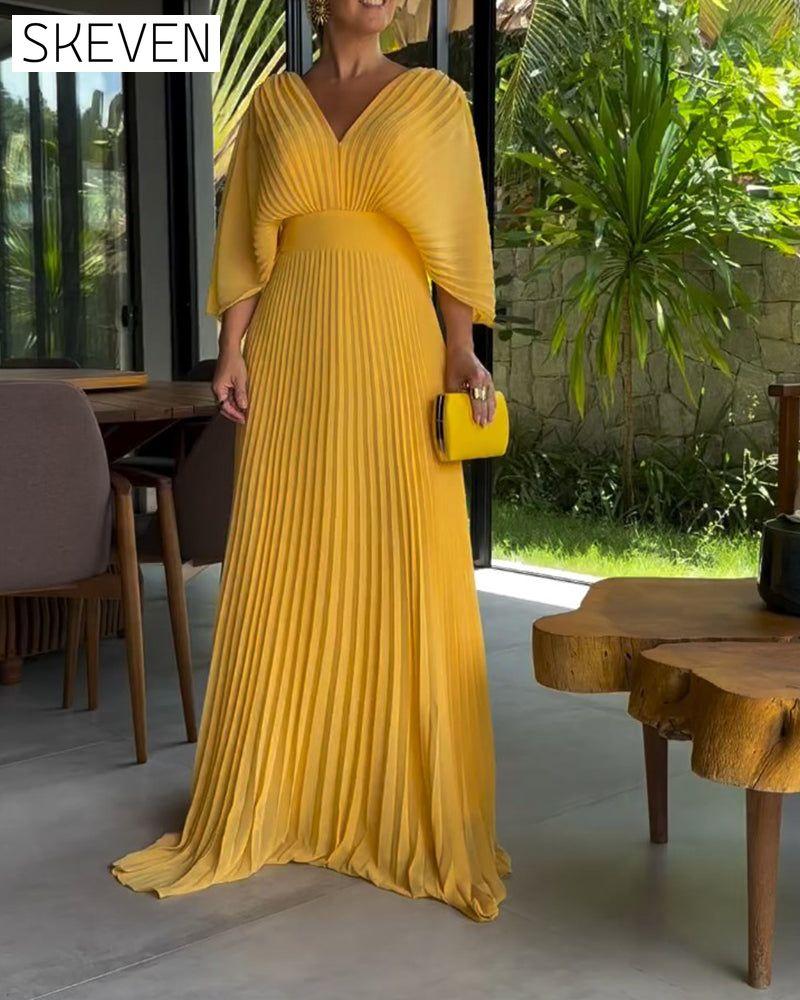 Pleated waist-cinching dress