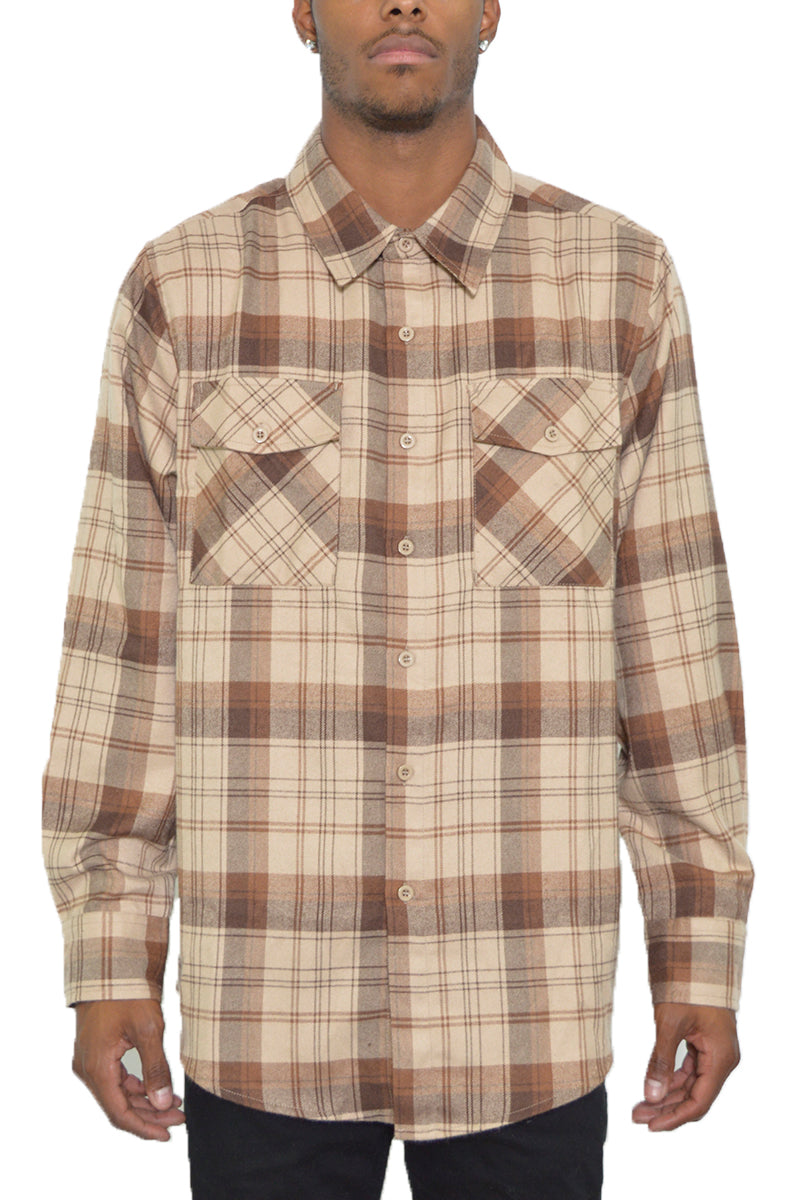 Men's Brushed Flannel Shirt – Cotton Blend