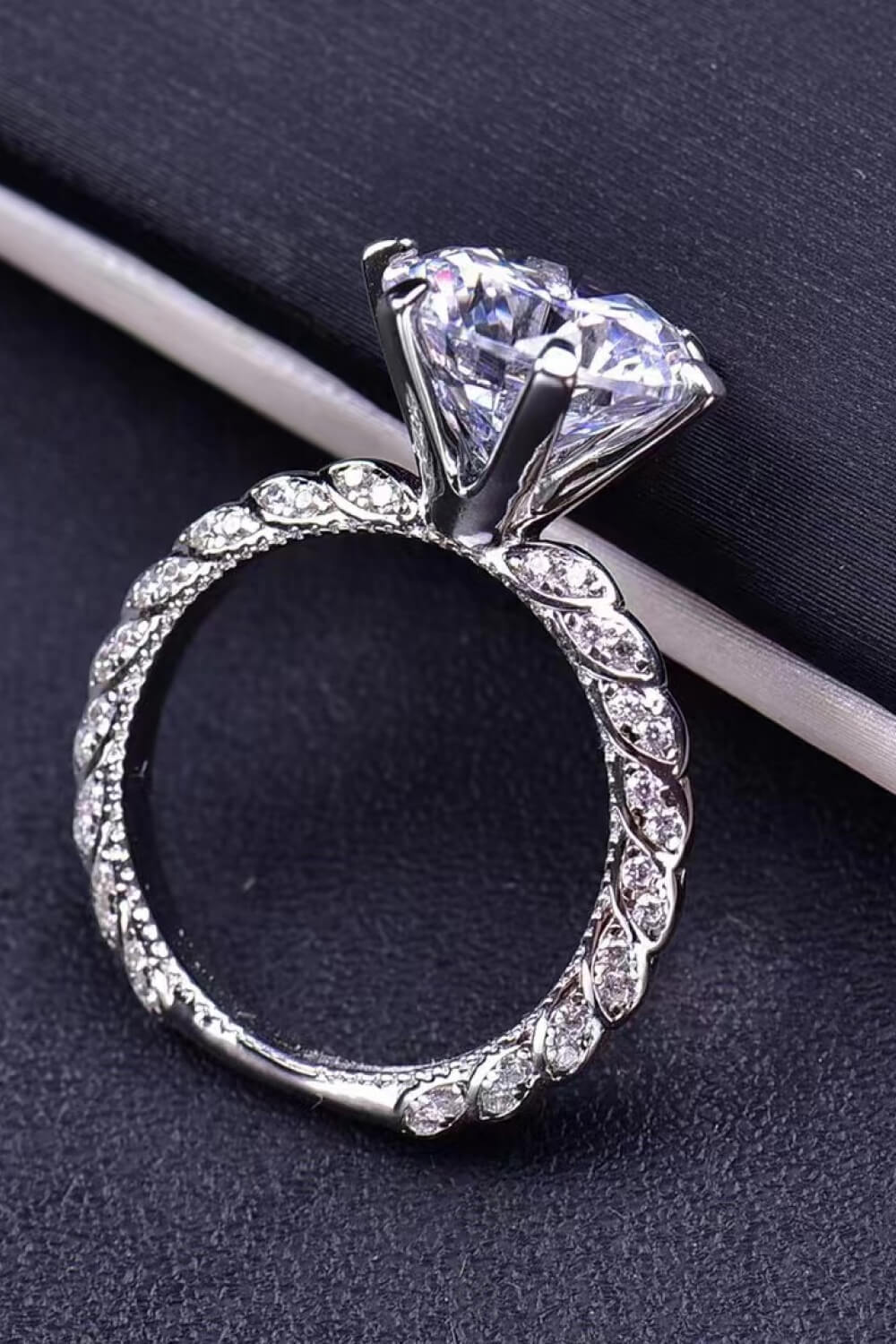 Blue Zone Planet |  Forever Love Side Stone Moissanite Ring